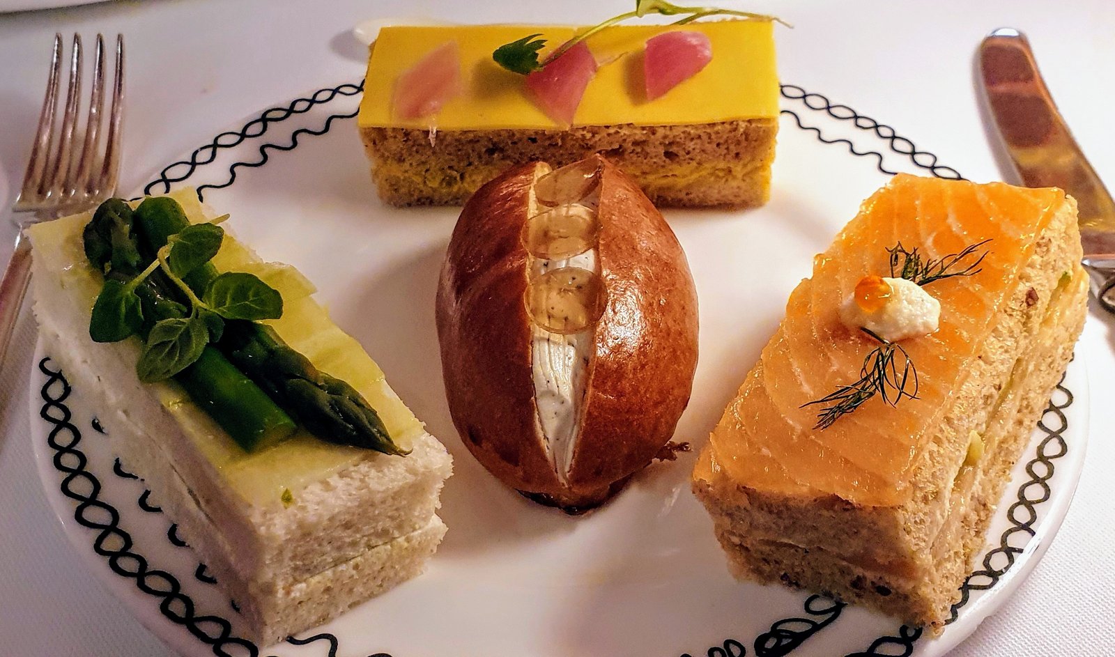 Assorted sandwiches and brioche buns as part of afternoon tea at Sketch, Mayfair, London