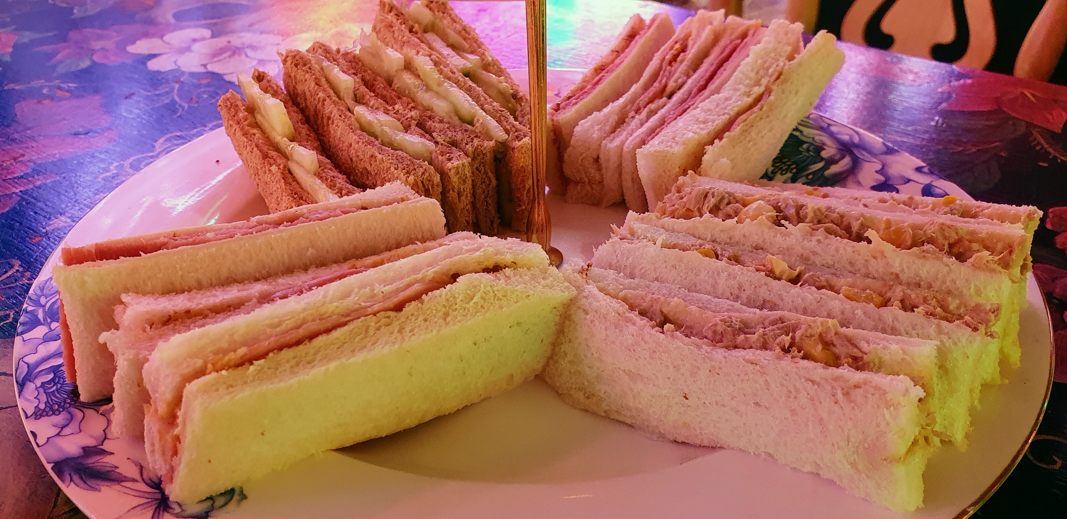 Finger sandwiches at The Rolling Scones Café, God's Own Junkyard, Walthamstow, London
