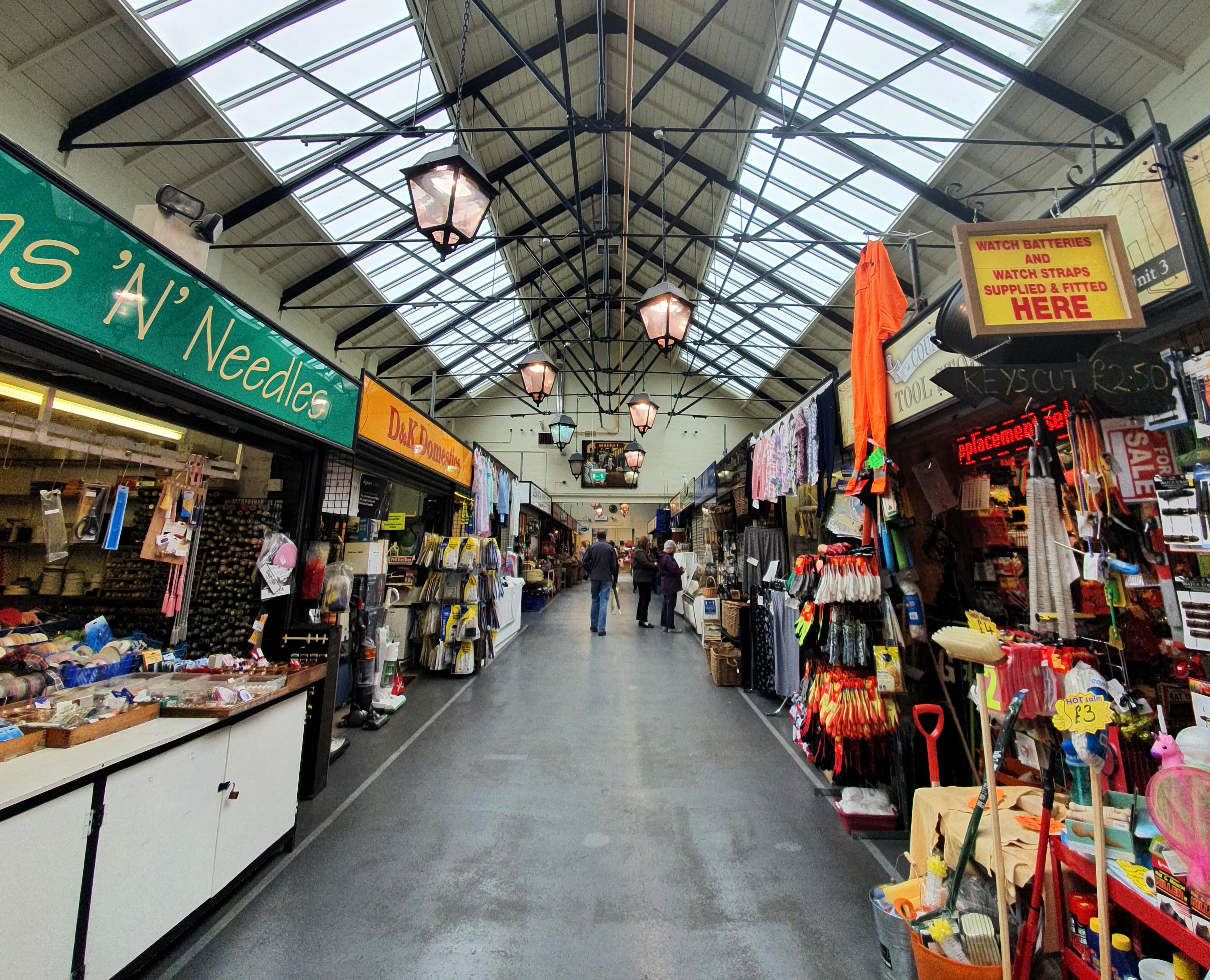 Market stalls inside Butter Market, Leek, Stoke-on-Trent