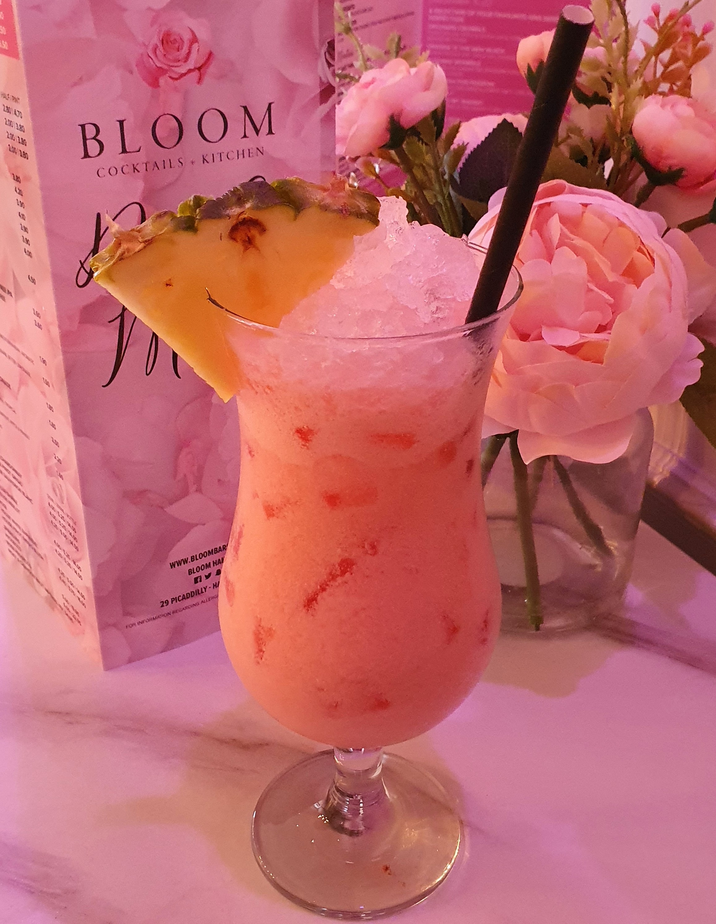 Pink strawberry Colada with ice. Bloom, Hanley, Stoke-on-Trent